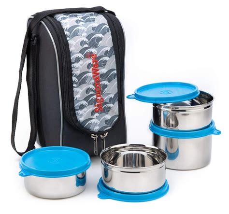 signoraware executive stainless steel lunch box set|signoraware lunch box with bag.